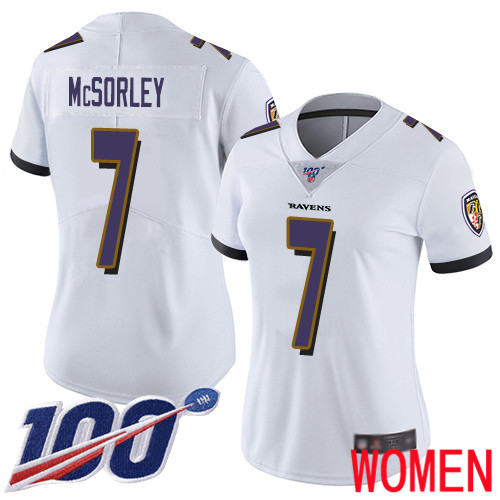 Baltimore Ravens Limited White Women Trace McSorley Road Jersey NFL Football #7 100th Season Vapor Untouchable